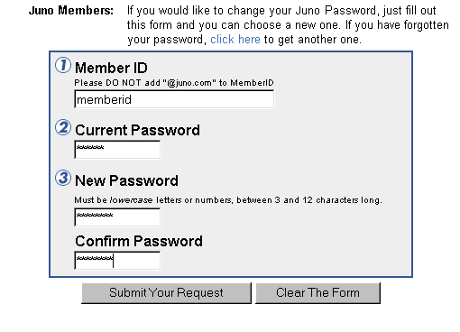 Juno Support - Getting Started - Changing your password from the ...